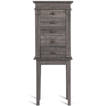 Standing Jewelry Cabinet Storage Organizer with Wooden Legs, Gray Jewelry Armoires   at Gallery Canada