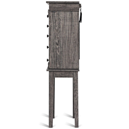 Standing Jewelry Cabinet Storage Organizer with Wooden Legs, Gray Jewelry Armoires   at Gallery Canada