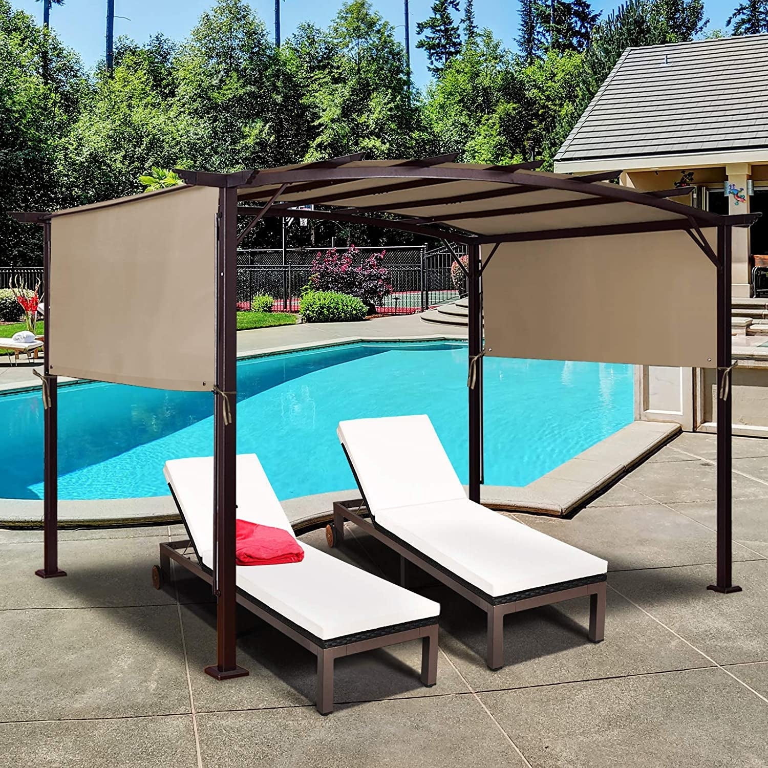 6.7 x 17 Feet Pergola Structure Universal Replacement Canopy Cover Outdoor Shades at Gallery Canada