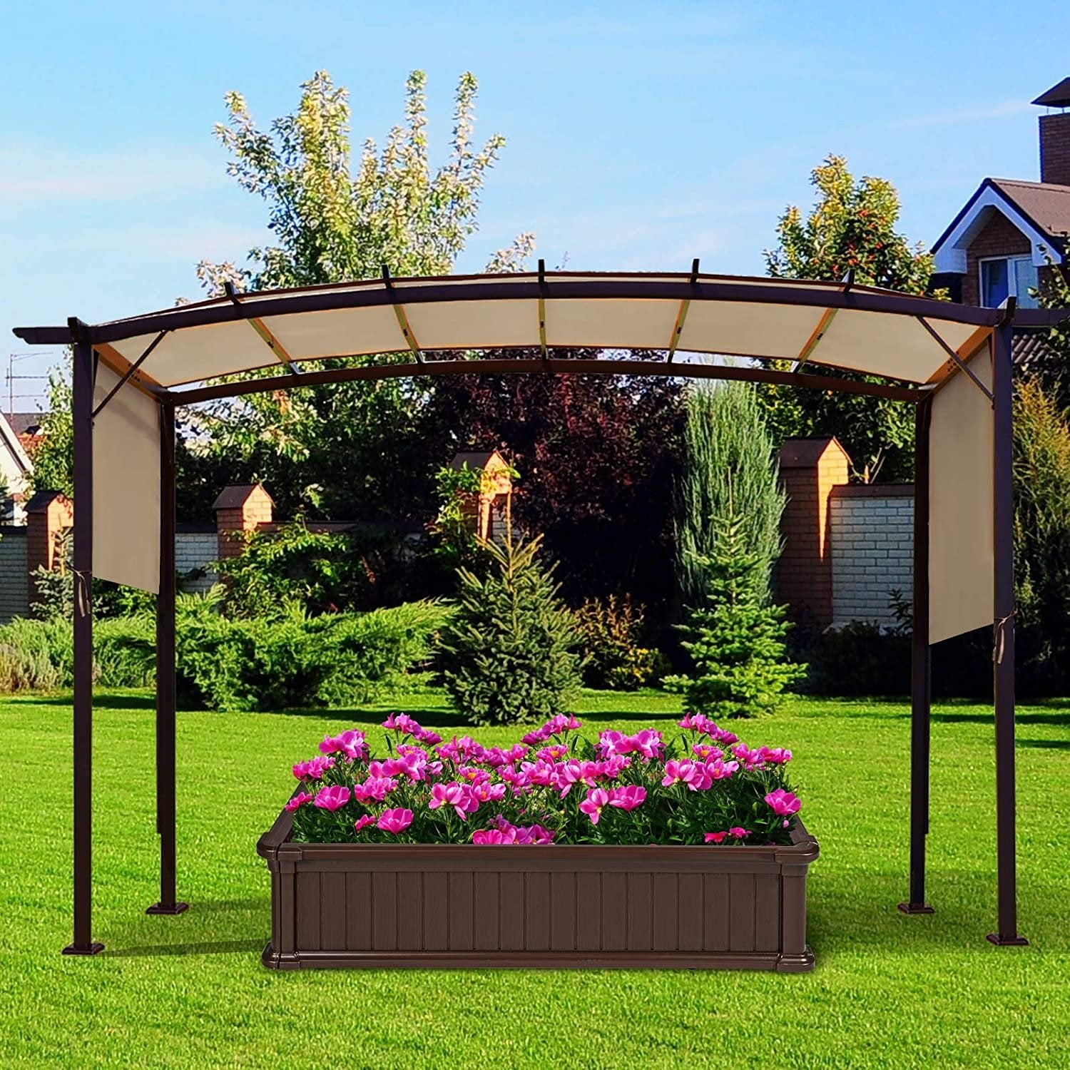 6.7 x 17 Feet Pergola Structure Universal Replacement Canopy Cover Outdoor Shades at Gallery Canada