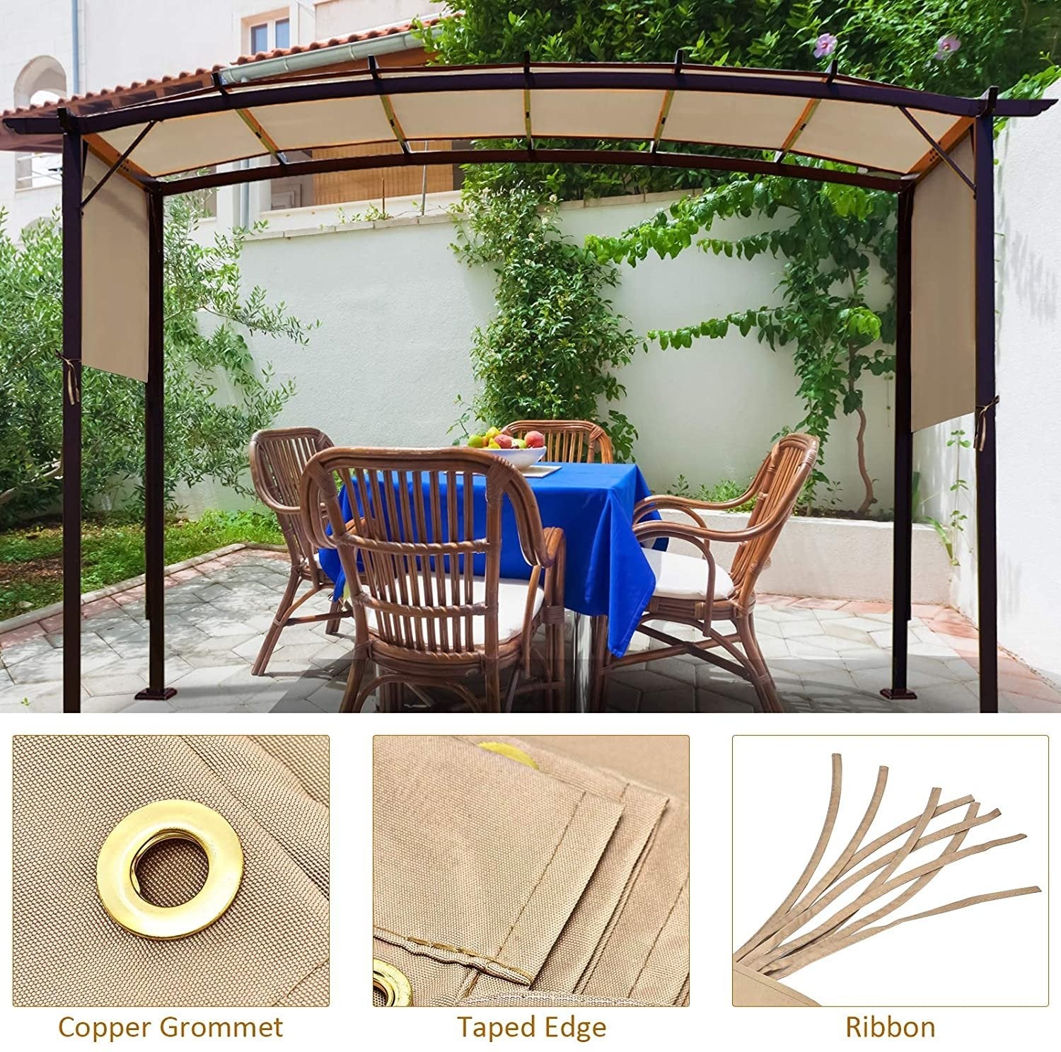 6.7 x 17 Feet Pergola Structure Universal Replacement Canopy Cover Outdoor Shades at Gallery Canada