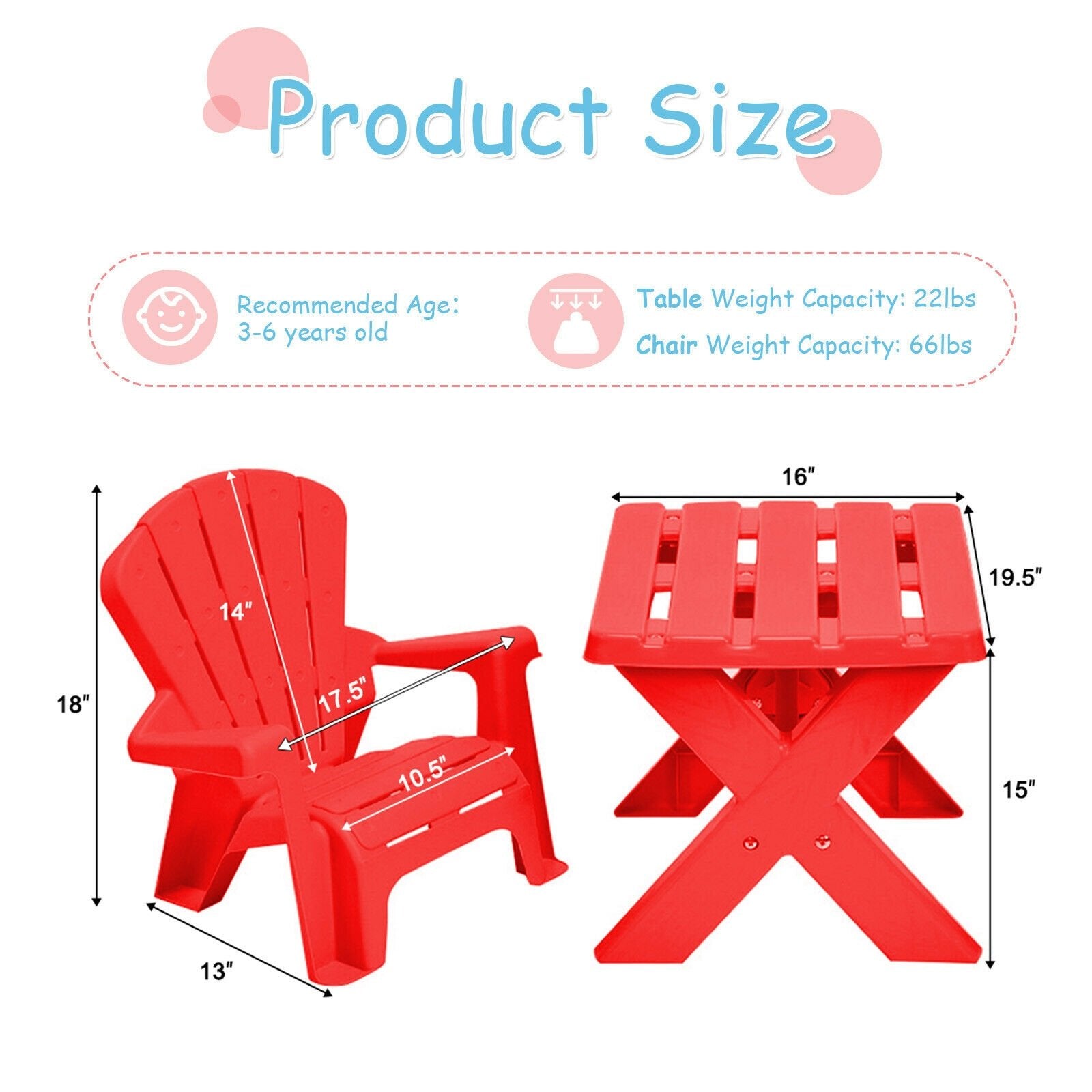 3-Piece Plastic Children Play Table Chair Set, Red Kids Table & Chair Sets   at Gallery Canada