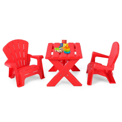 3-Piece Plastic Children Play Table Chair Set, Red