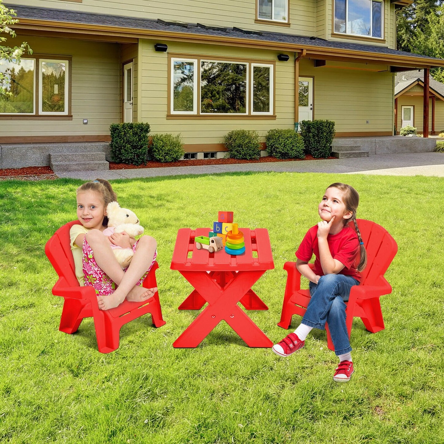 3-Piece Plastic Children Play Table Chair Set, Red Kids Table & Chair Sets   at Gallery Canada