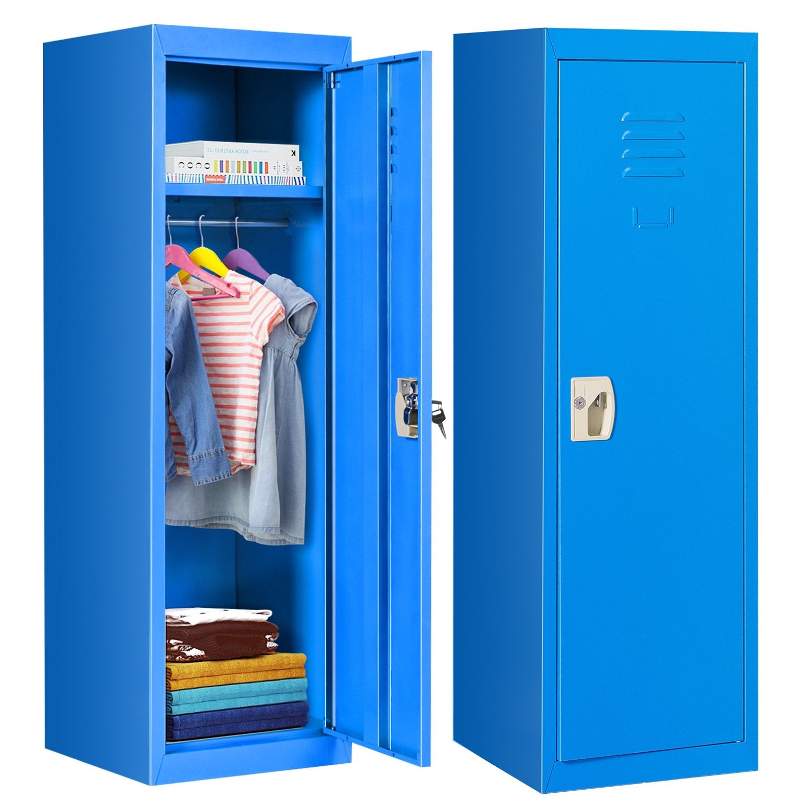 48 Inch Kid Safe Storage Children Single Tier Metal Locker, Blue Kids Storage   at Gallery Canada