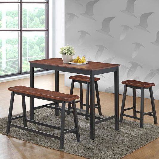 4 pcs Solid Wood Counter Height Dining Table Set, Coffee - Gallery Canada
