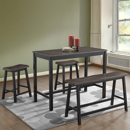 4 pcs Solid Wood Counter Height Dining Table Set, Gray - Gallery Canada