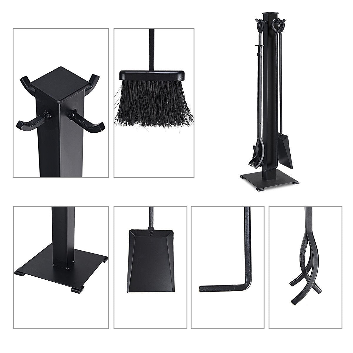 5 Pieces Fireplace Iron Fire Place Tool Set , Black Fireplace Tools   at Gallery Canada