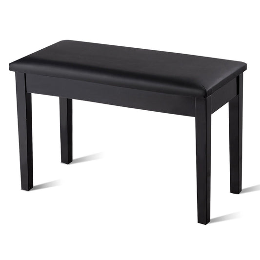 Solid Wood PU Leather Padded Piano Bench Keyboard Seat, Black Pianos & Keyboards Black  at Gallery Canada