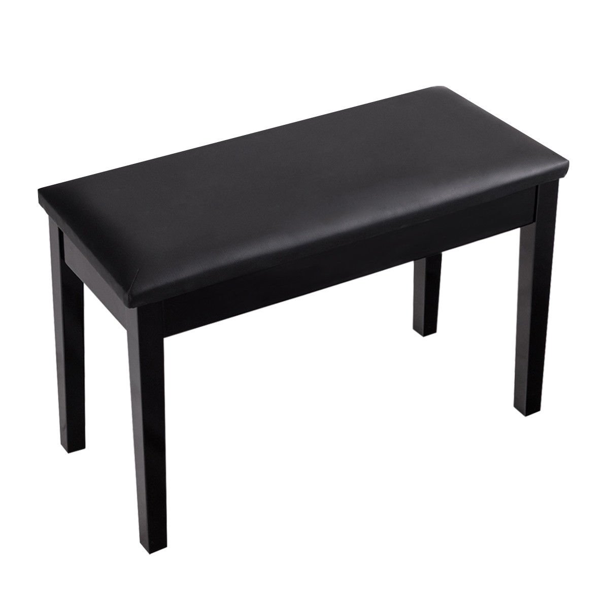 Solid Wood PU Leather Padded Piano Bench Keyboard Seat, Black Pianos & Keyboards   at Gallery Canada