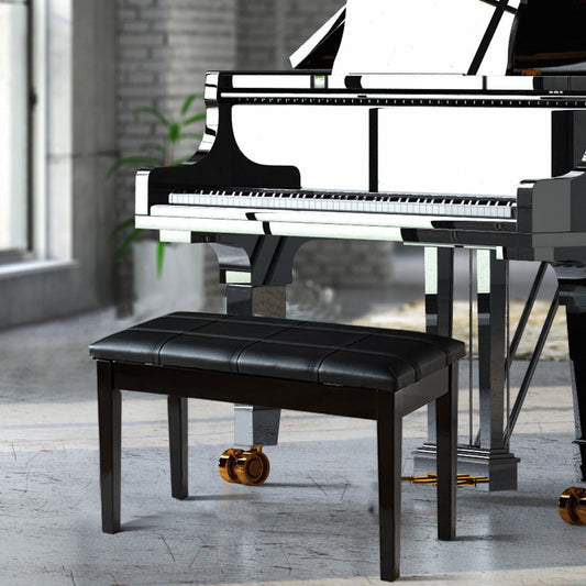 Solid Wood PU Leather Piano Double Duet Keyboard Bench, Black Pianos & Keyboards Black  at Gallery Canada