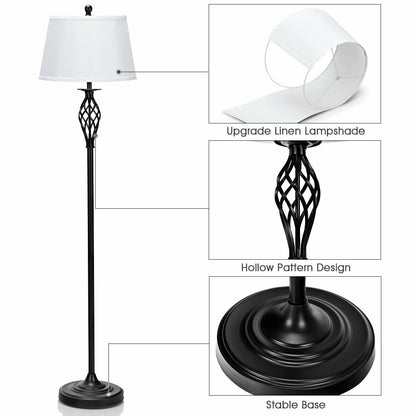 3 Pieces Lamp Set 2 Table Lamps 1 Floor Lamp with Fabric Shades, White Table & Floor Lamps   at Gallery Canada