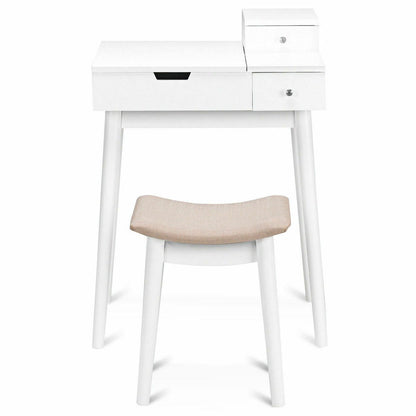 Vanity Dressing Table Set Flip Mirror Desk Furniture Stool, White Makeup Vanities   at Gallery Canada