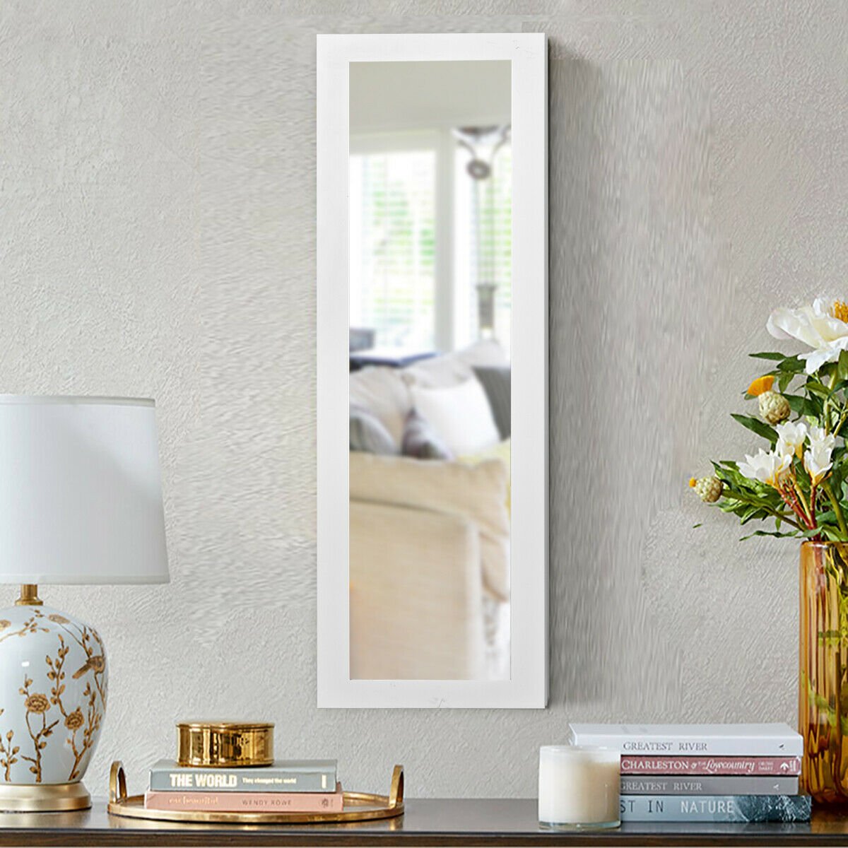 Wall And Door Mirrored Jewelry Cabinet With LED Light, White Jewelry Armoires   at Gallery Canada