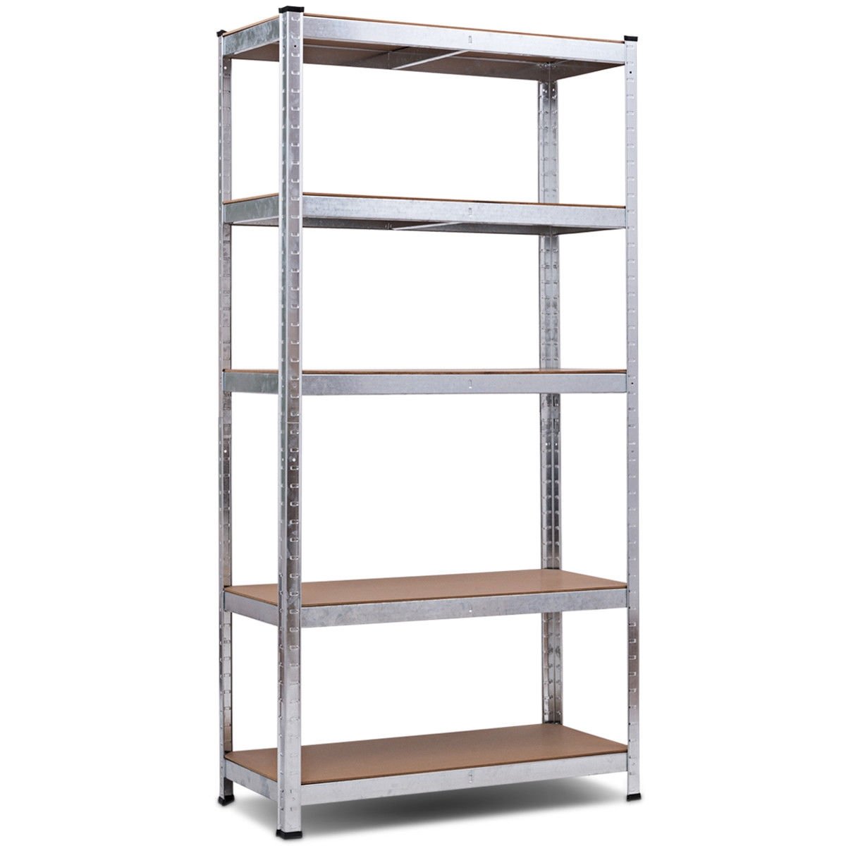 72 Inch Steel Storage Shelf with 5 Levels Adjustable Shelves, Silver - Gallery Canada