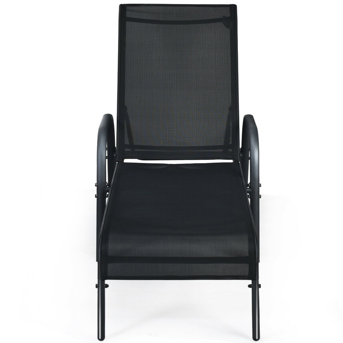 Adjustable Patio Chaise Folding Lounge Chair with Backrest, Black Outdoor Chaise Lounges   at Gallery Canada