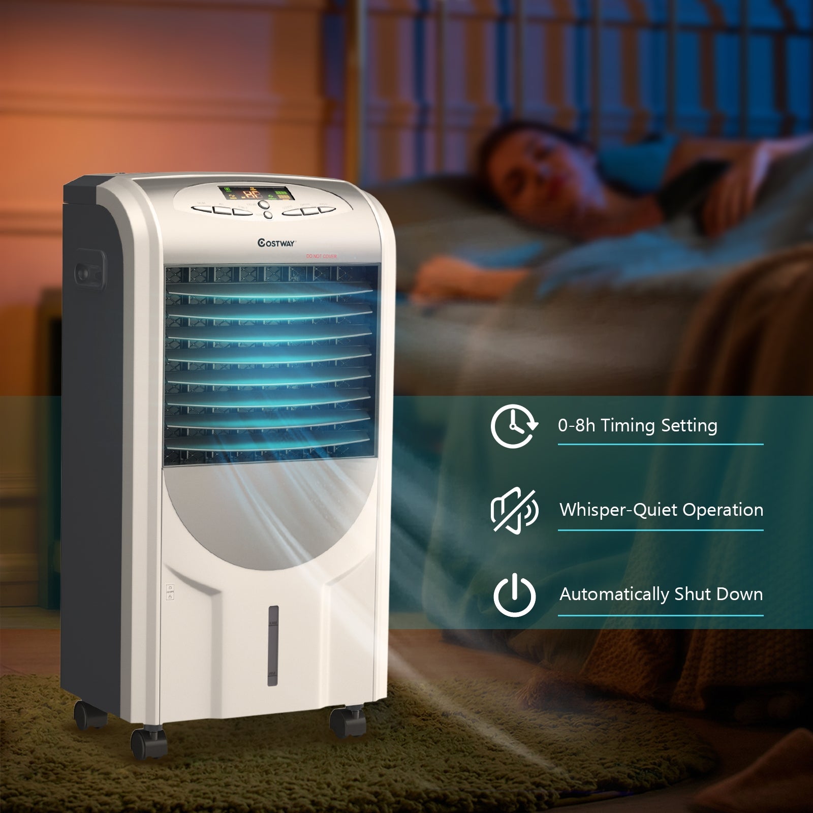 Portable Air Cooler Fan with Heater and Humidifier Function, Gray Air Coolers   at Gallery Canada