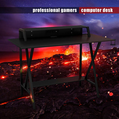 All-in-One Professional Gaming Desk with Cup and Headphone Holder, Black Gaming Desks   at Gallery Canada