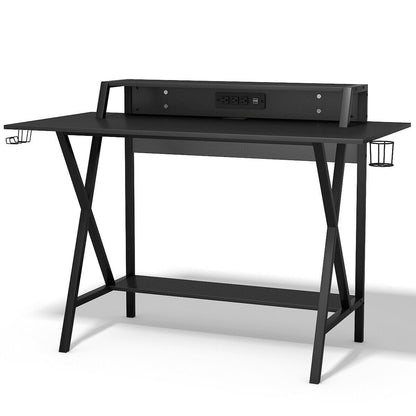 All-in-One Professional Gaming Desk with Cup and Headphone Holder, Black Gaming Desks   at Gallery Canada