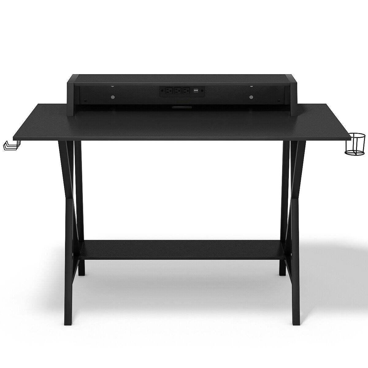 All-in-One Professional Gaming Desk with Cup and Headphone Holder, Black Gaming Desks   at Gallery Canada