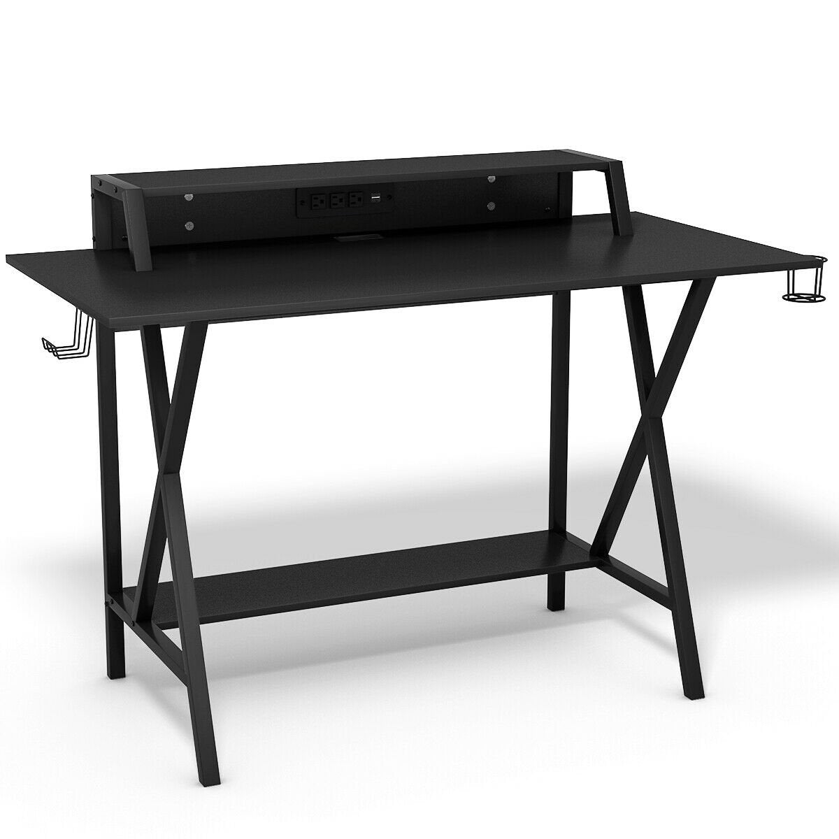 All-in-One Professional Gaming Desk with Cup and Headphone Holder, Black Gaming Desks   at Gallery Canada