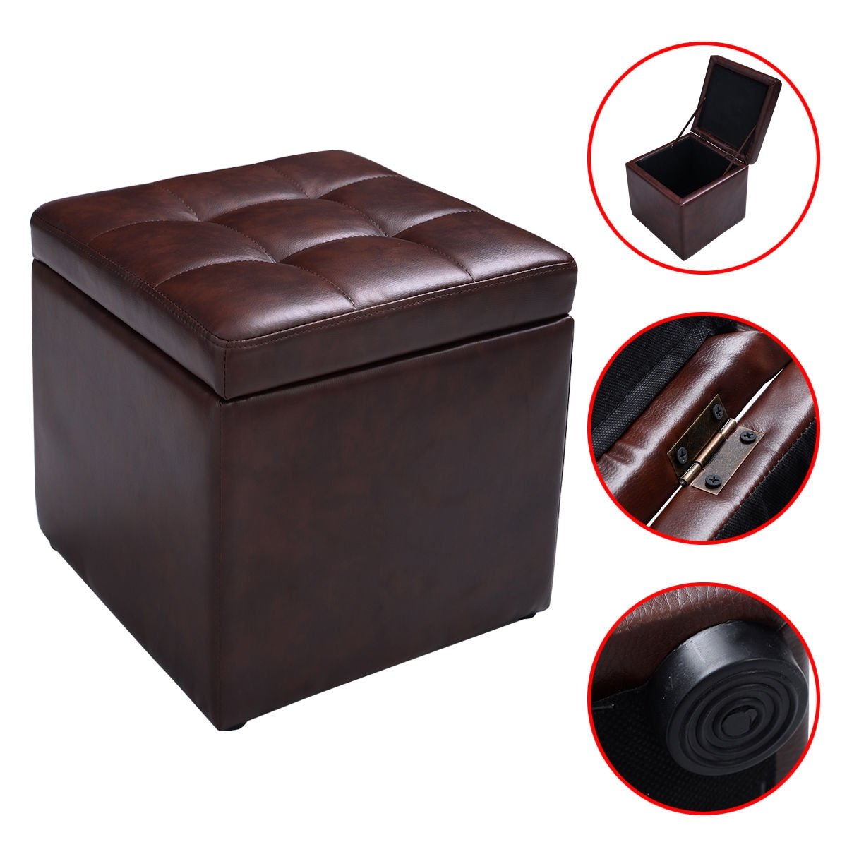 Ottoman Pouffe Storage Box Lounge Seat Footstools , Brown Ottomans   at Gallery Canada