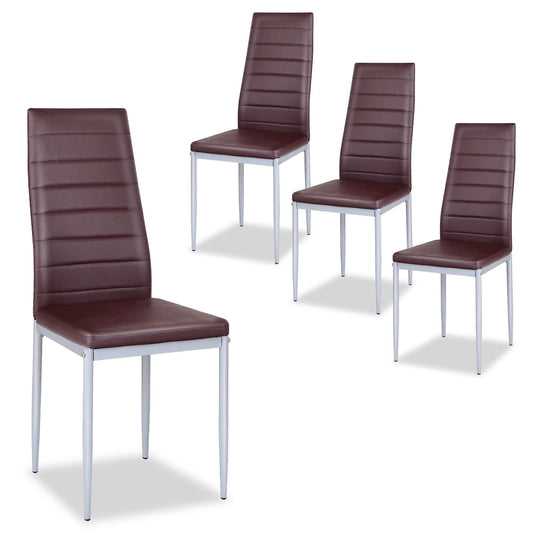 4 pcs PVC Leather Dining Side Chairs Elegant Design , Brown Dining Chairs   at Gallery Canada