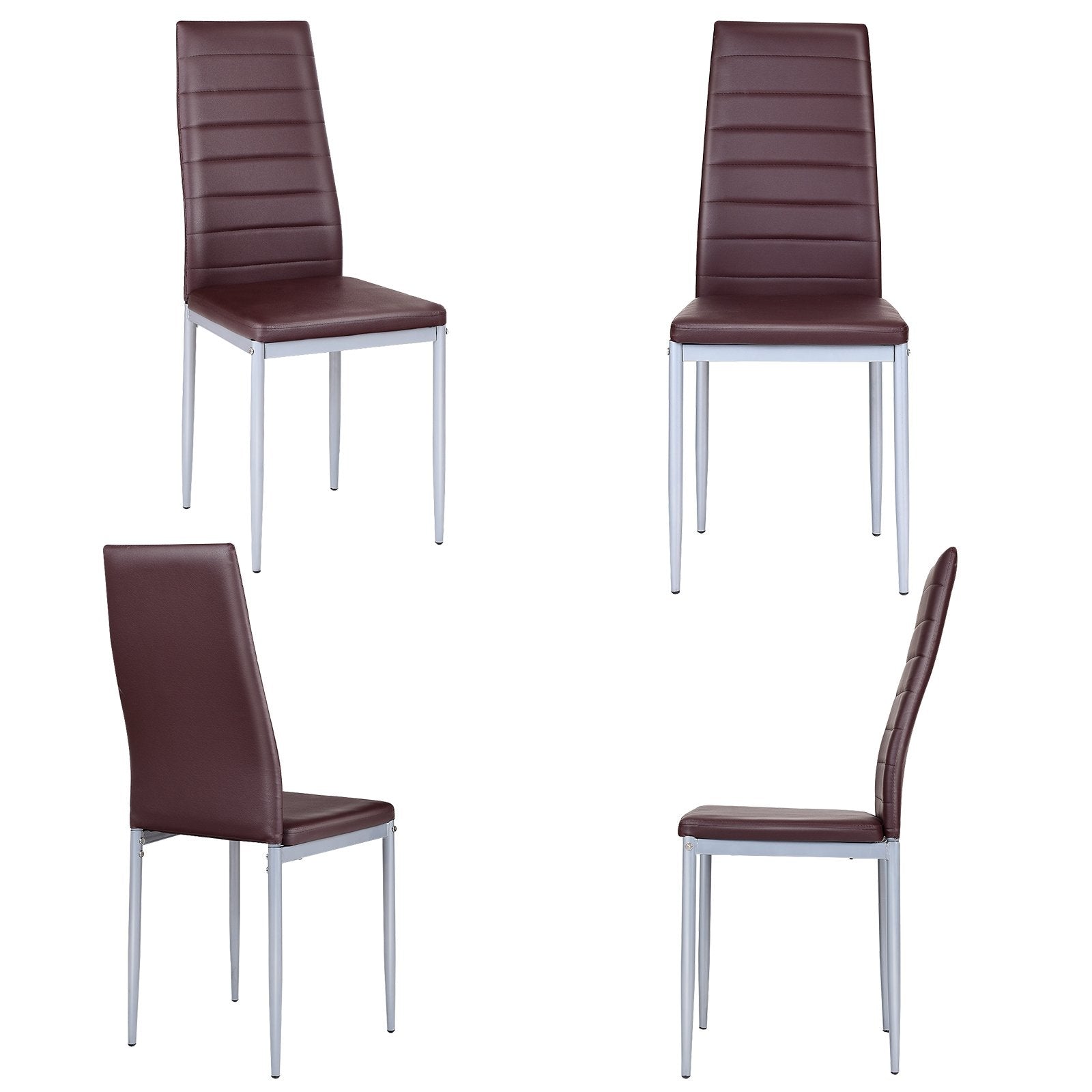 4 pcs PVC Leather Dining Side Chairs Elegant Design , Brown Dining Chairs   at Gallery Canada