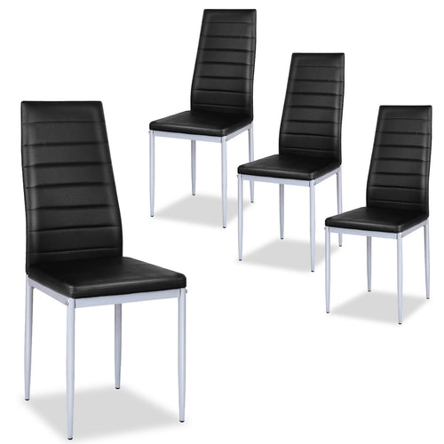 4 pcs PVC Leather Dining Side Chairs Elegant Design , Black