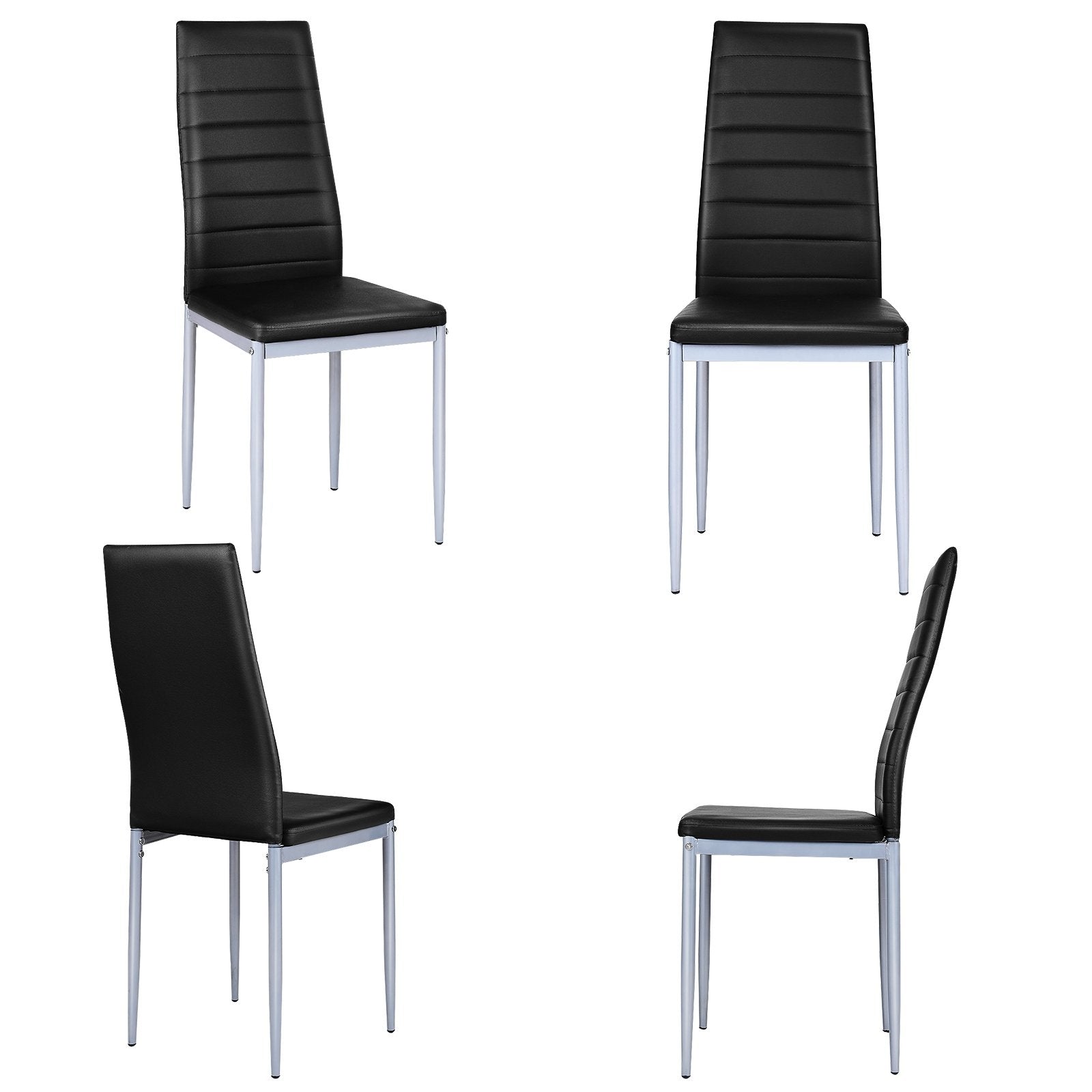 4 pcs PVC Leather Dining Side Chairs Elegant Design , Black Dining Chairs   at Gallery Canada