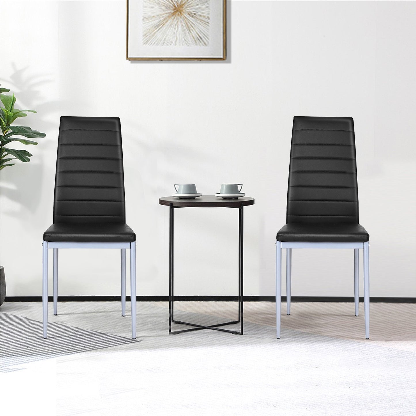 4 pcs PVC Leather Dining Side Chairs Elegant Design , Black Dining Chairs   at Gallery Canada