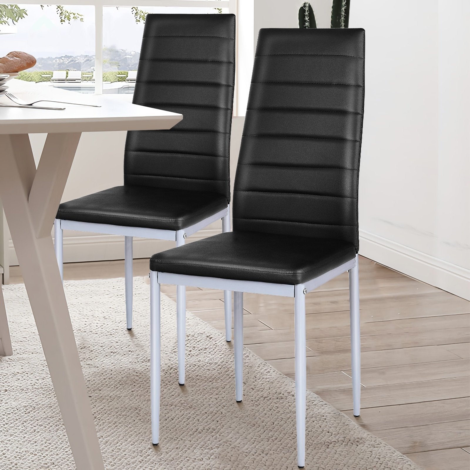 4 pcs PVC Leather Dining Side Chairs Elegant Design , Black Dining Chairs   at Gallery Canada