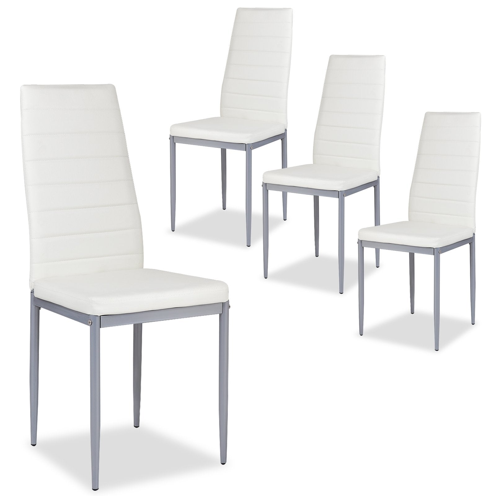 4 pcs PVC Leather Dining Side Chairs Elegant Design , White Dining Chairs   at Gallery Canada