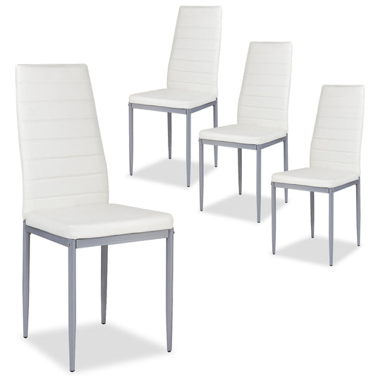 4 pcs PVC Leather Dining Side Chairs Elegant Design , White - Gallery Canada