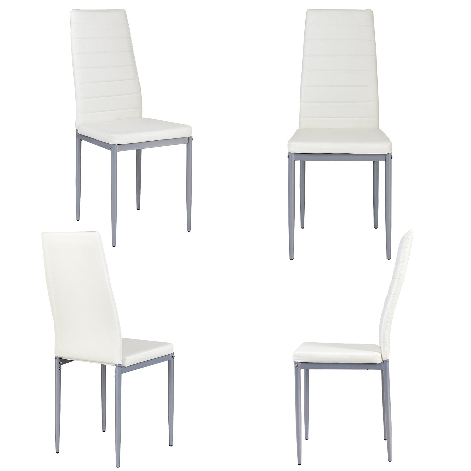 4 pcs PVC Leather Dining Side Chairs Elegant Design , White Dining Chairs   at Gallery Canada