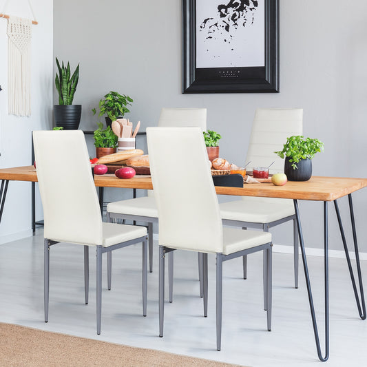 4 pcs PVC Leather Dining Side Chairs Elegant Design , White Dining Chairs White  at Gallery Canada