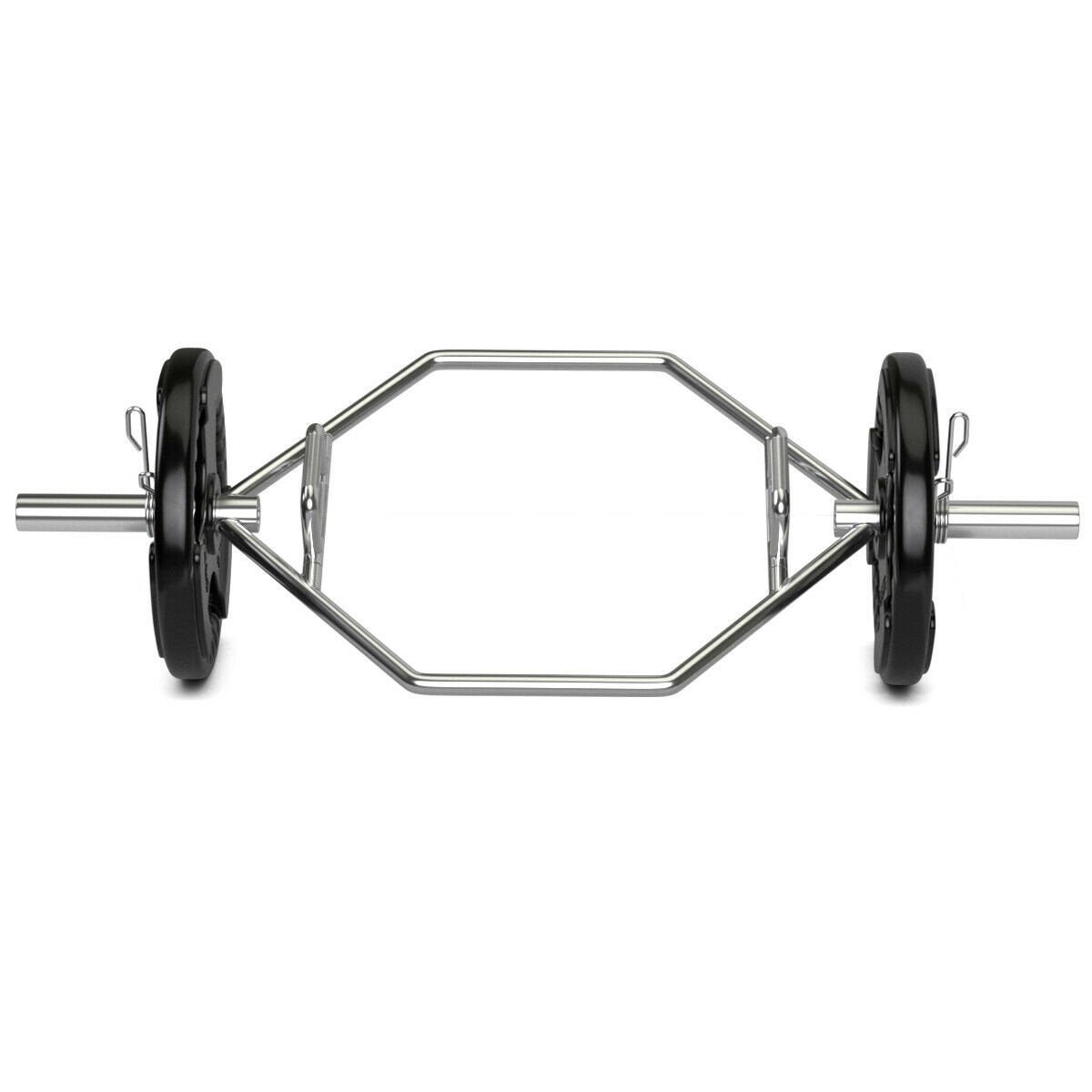 56 Inch Olympic Hexagon Deadlift Trap Bar with Folding Grips Powerlifting, Silver - Gallery Canada