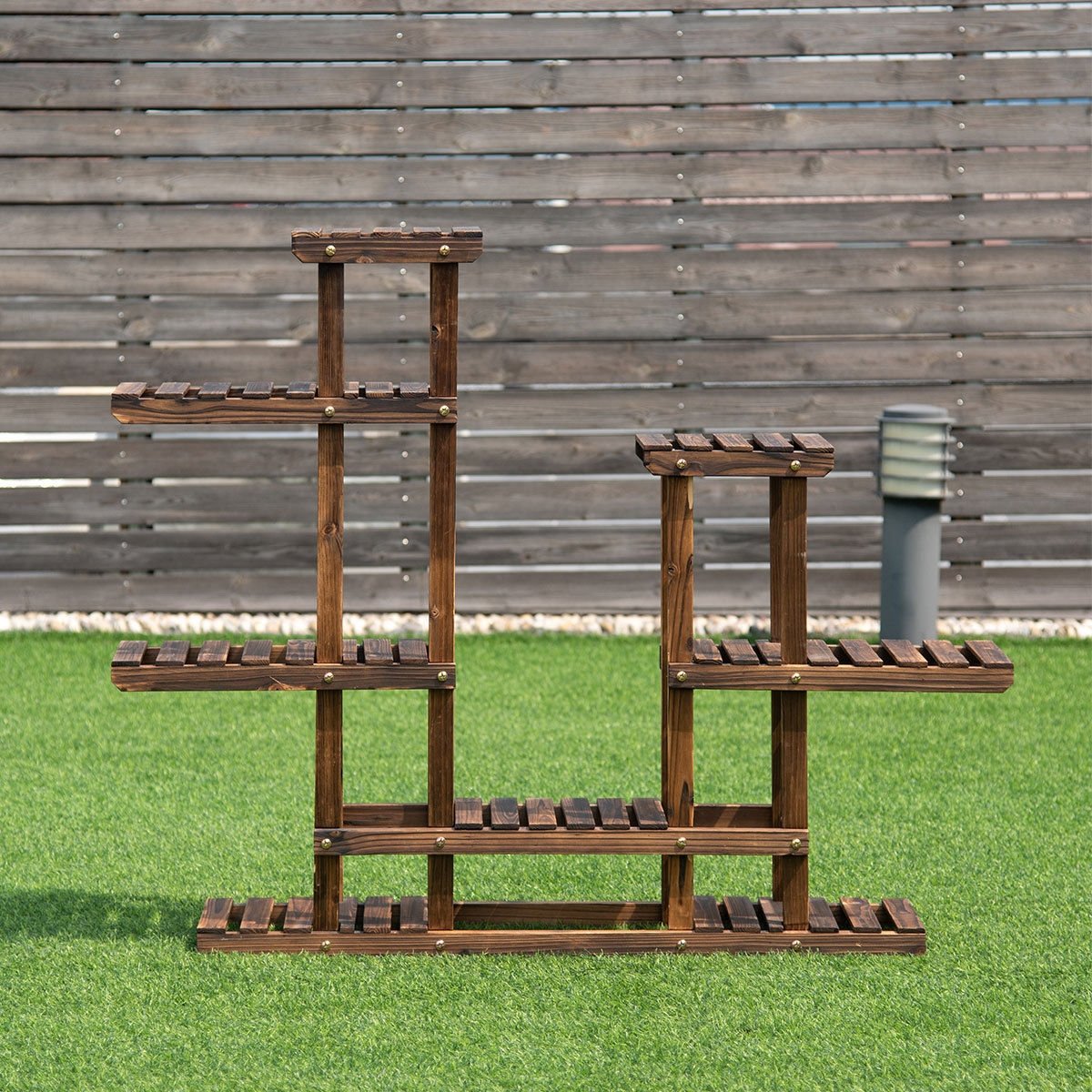 6 Tier Wooden Shelf Storage Plant Rack Stand, Brown Plant Stands   at Gallery Canada