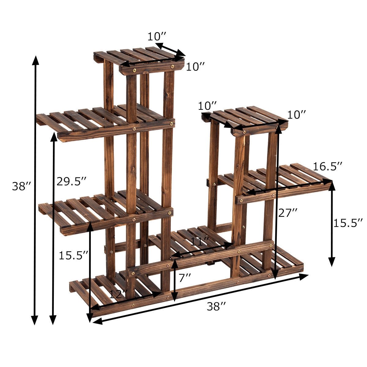 6 Tier Wooden Shelf Storage Plant Rack Stand, Brown Plant Stands   at Gallery Canada