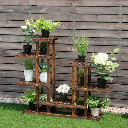 6 Tier Wooden Shelf Storage Plant Rack Stand, Brown Plant Stands   at Gallery Canada