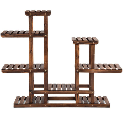 6 Tier Wooden Shelf Storage Plant Rack Stand, Brown Plant Stands   at Gallery Canada