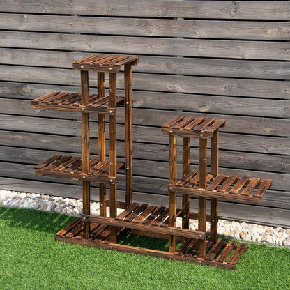 6 Tier Wooden Shelf Storage Plant Rack Stand, Brown Plant Stands   at Gallery Canada