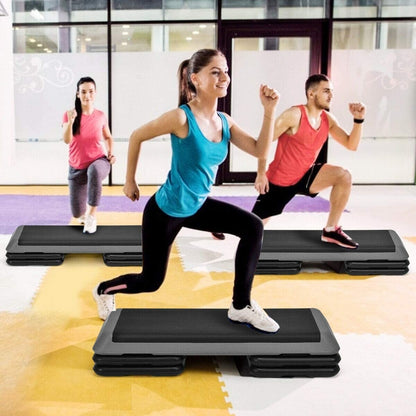 43 Inch Height Adjustable Fitness Aerobic Step with Risers, Gray Sport Equipments   at Gallery Canada