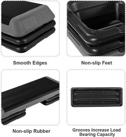 43 Inch Height Adjustable Fitness Aerobic Step with Risers, Gray Sport Equipments   at Gallery Canada