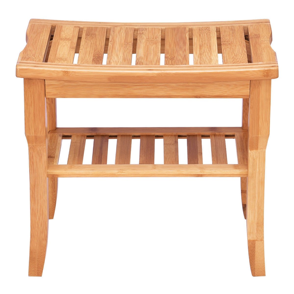 Bathroom Bamboo Shower Chair Bench with Storage Shelf, Natural Bath Safety   at Gallery Canada