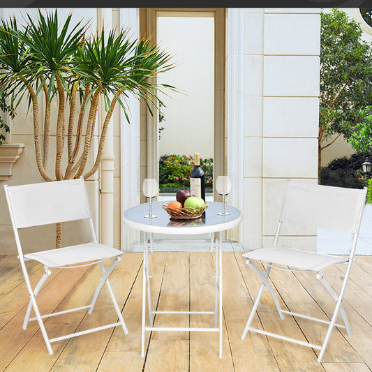 3 Pieces Patio Folding Bistro Set for Balcony or Outdoor Space, White Patio Conversation Sets   at Gallery Canada