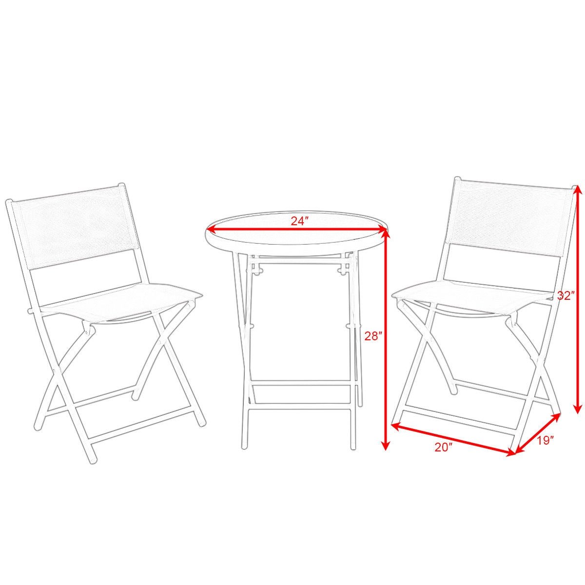 3 Pieces Patio Folding Bistro Set for Balcony or Outdoor Space, Red Patio Conversation Sets   at Gallery Canada