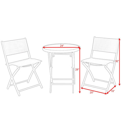 3 Pieces Patio Folding Bistro Set for Balcony or Outdoor Space, Red Patio Conversation Sets   at Gallery Canada