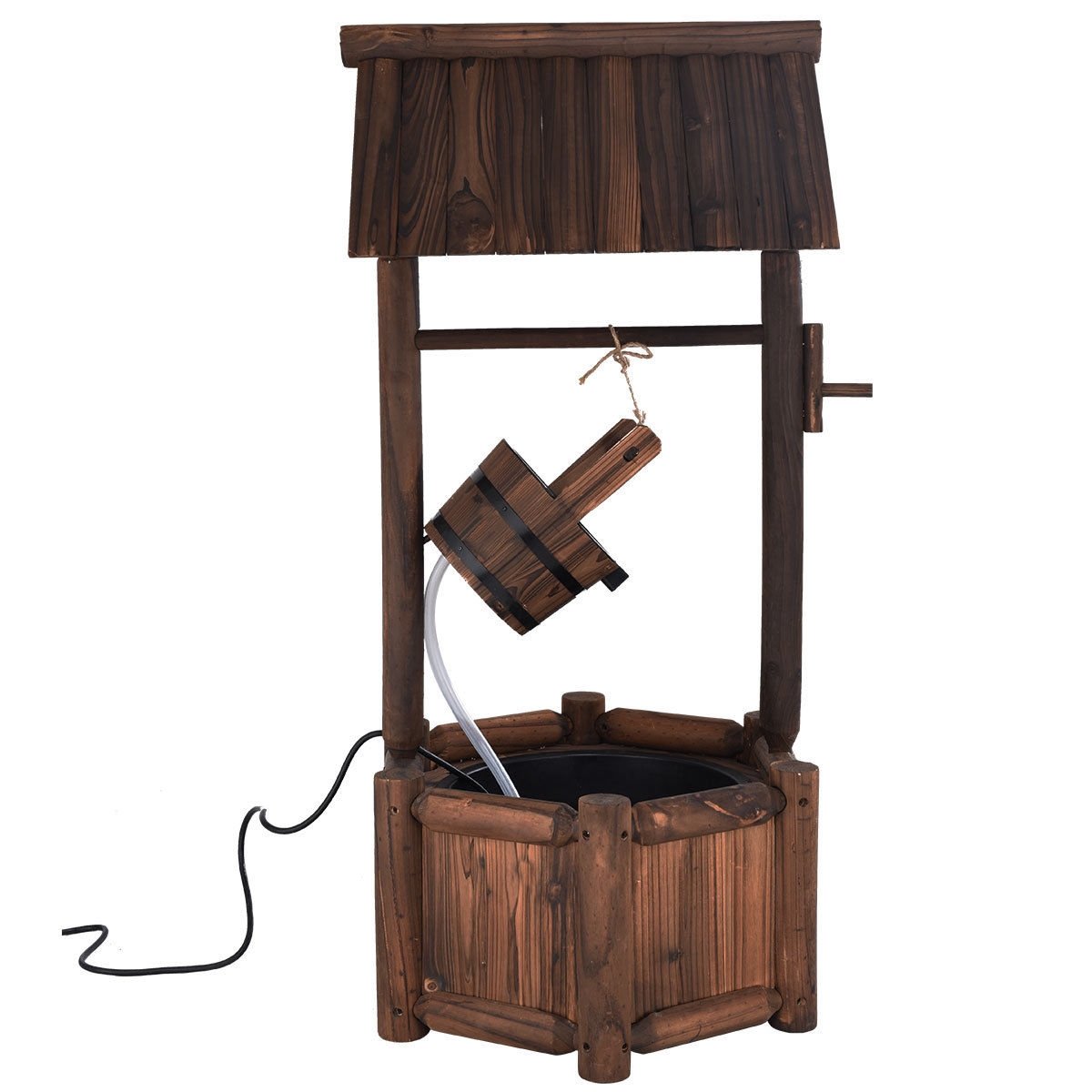 Garden Wooden Wishing Water Fountain with Pump, Brown Outdoor Decor   at Gallery Canada