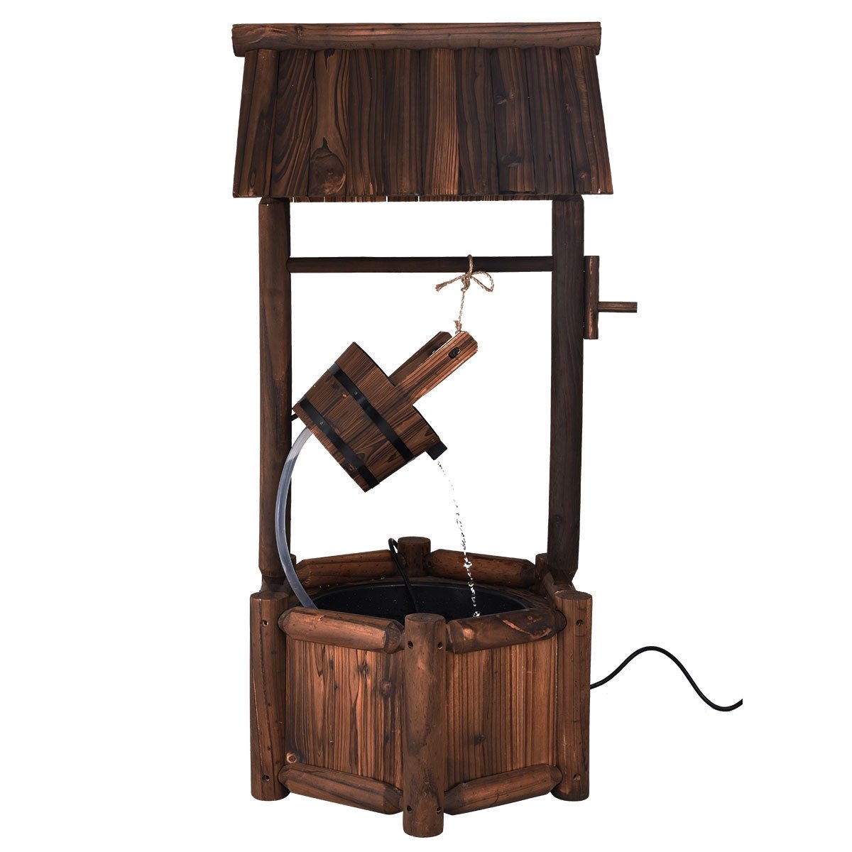 Garden Wooden Wishing Water Fountain with Pump, Brown Outdoor Decor   at Gallery Canada